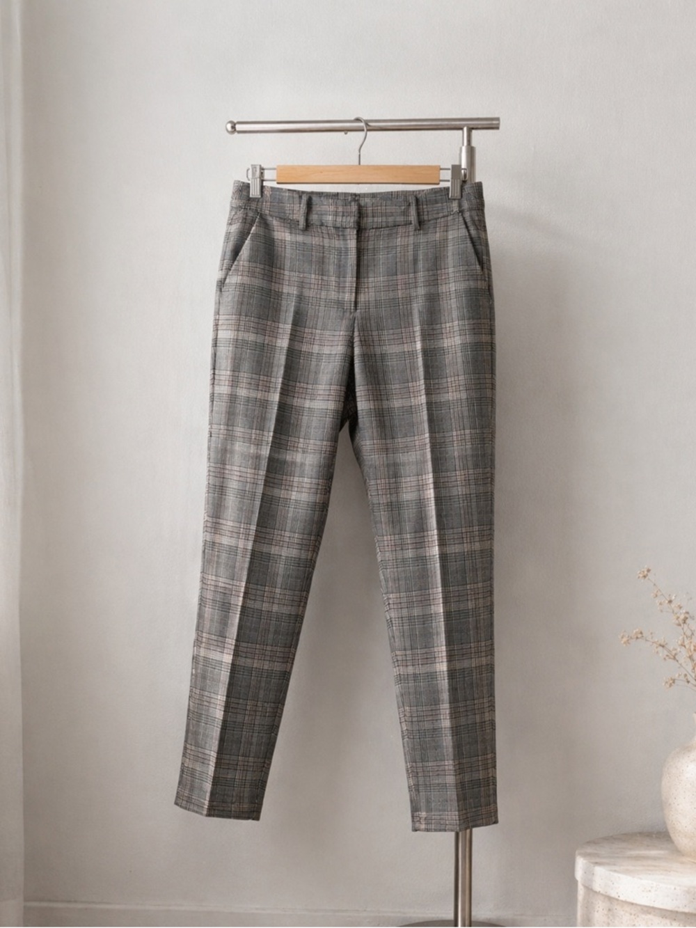 Grey Plaid Men’s Dress Pants